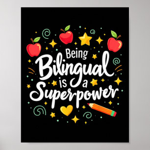 Poster Ser Bilíngue É Um Superpoder De Volta à Escola ESL