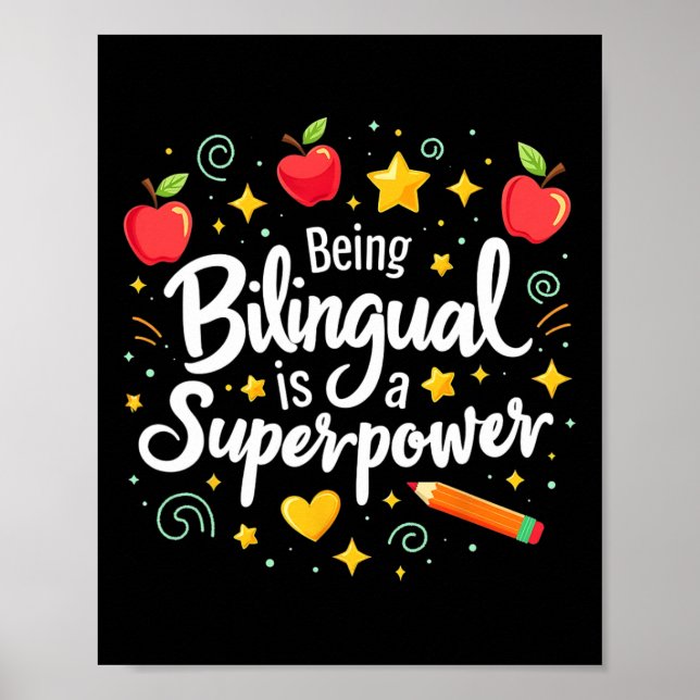 Poster Ser Bilíngue É Um Superpoder De Volta à Escola ESL (Frente)