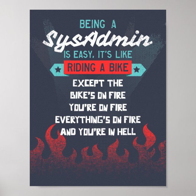 Poster Ser um SysAdmin é como andar de bicicleta (Frente)