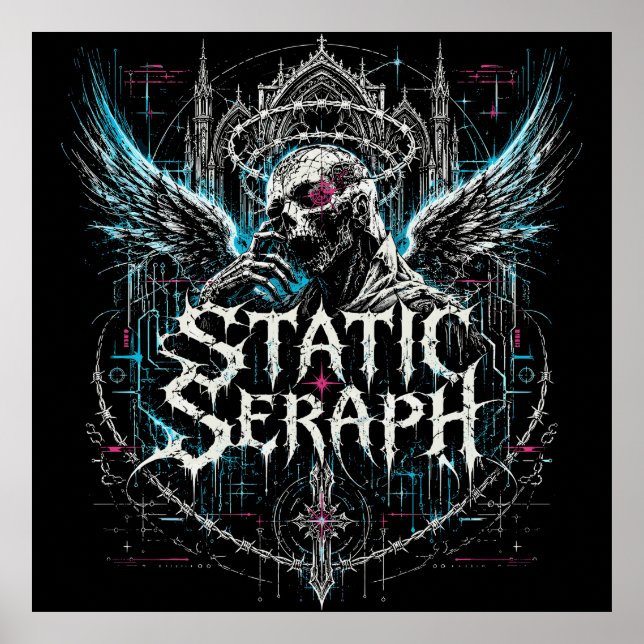 Poster Serafim Estático Gráfico Gótico Ciberpunk (Frente)