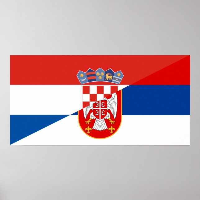 Poster serbia croatia bandeira país meio símbolo (Frente)