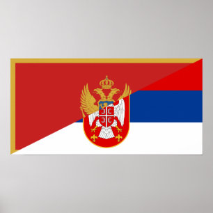 Pôster serbia montenegro flag country half symbol