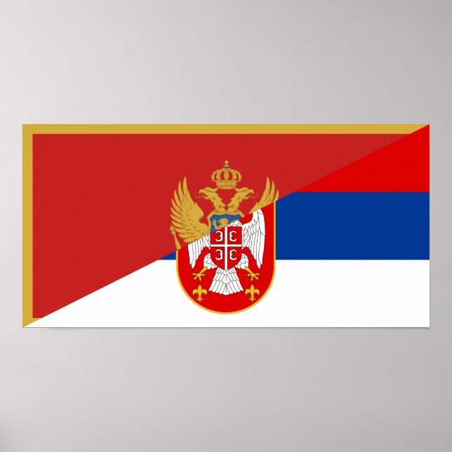 Pôster serbia montenegro flag country half symbol (Frente)