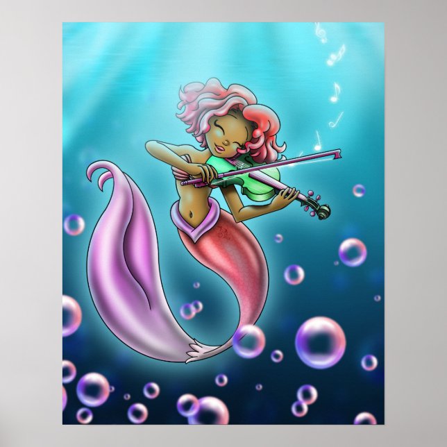 Poster Sereia Afro-Americana Fofa (Frente)
