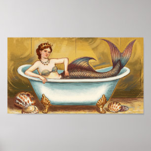 Poster Sereia Antiquada Gilbuída em Bath