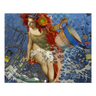 Pôster Sereia Aquário Arte Azul Gótica