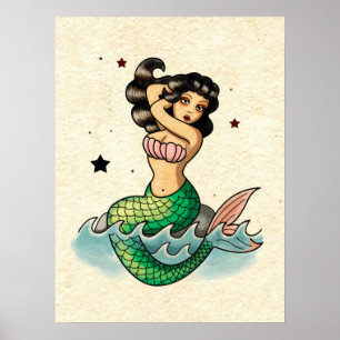 Poster Sereia bonita da velha escola