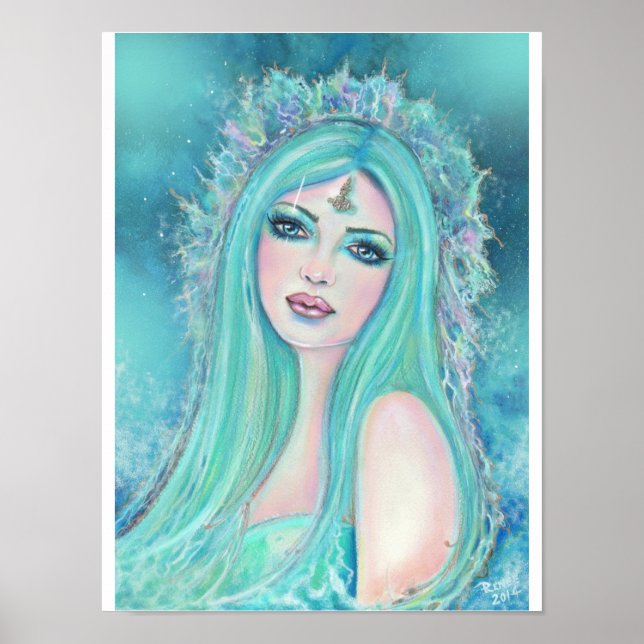 Poster Sereia com arte marinha por Renee Lavoie (Frente)