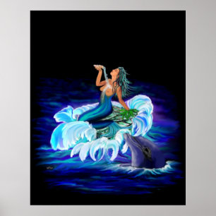 Poster Sereia com golfinho