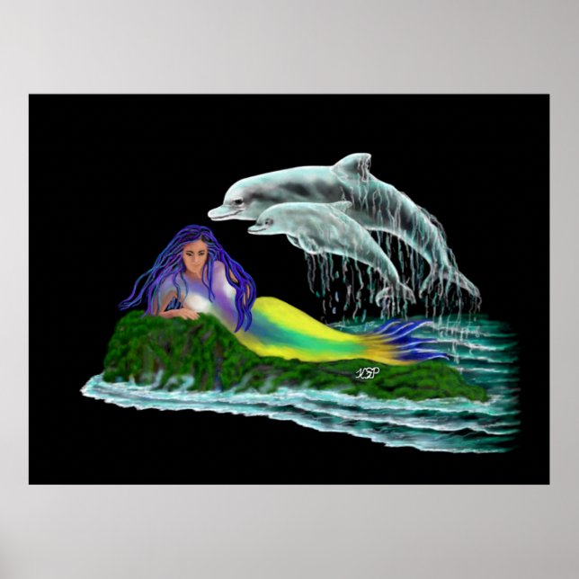 Poster Sereia com golfinhos (Frente)