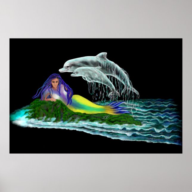 Poster Sereia com golfinhos (Frente)