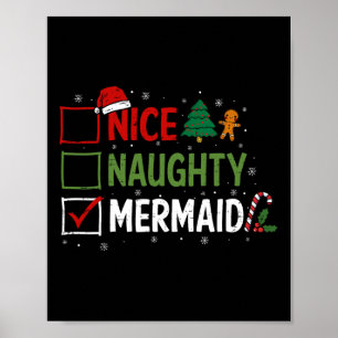 Poster Sereia de Natal de Pijamas Santa Claus