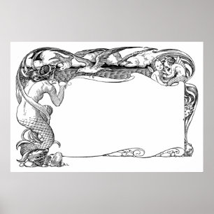 Pôster Sereia e gaivotas