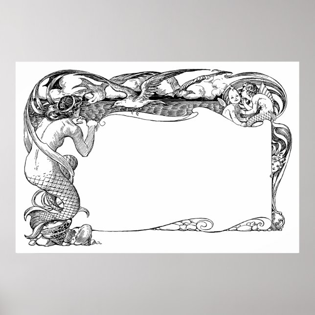 Pôster Sereia e gaivotas (Frente)