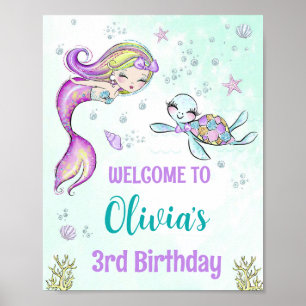 Poster Sereia e tartaruga sinal de boas-vindas