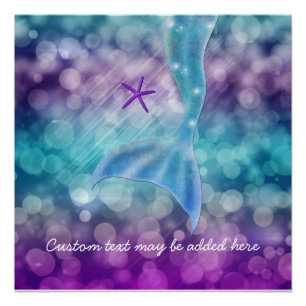 Pôster Sereia Encantada Sob O Mar Grande Poster