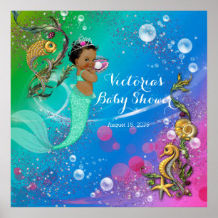 Pôster Sereia Étnica Sob O Mar