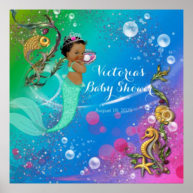 Pôster Sereia Étnica Sob O Mar (Frente)