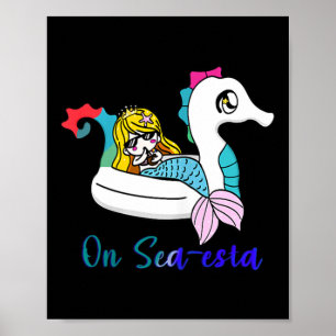 Poster Sereia Fofa Verão Sea-esta Festa de Praia Divertid