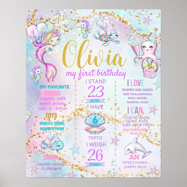 Poster Sereia Kisses Sob a Festa de aniversário marítima  (Frente)