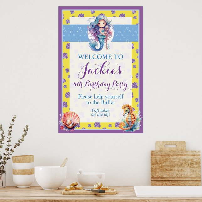 Poster Sereia Mágica Cura e Colorida (Cozinha)