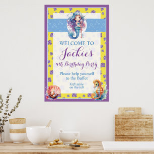 Poster Sereia Mágica Fofa e Colorida