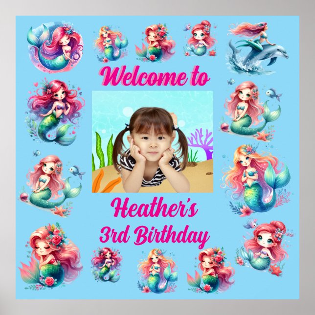 Poster Sereia Mágica sob o Partido do Aniversário de cria (Frente)