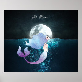 Poster Sereia Nadando Em Paz Na Lua Completa