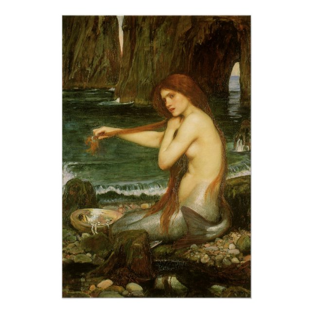 Pôster Sereia por John William Waterhouse (Frente)