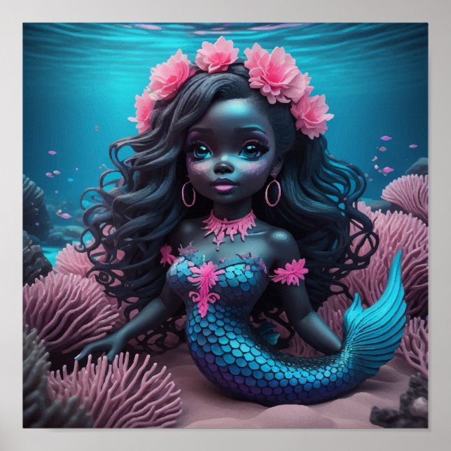 Poster Sereia Preta Rosa 2 (Frente)