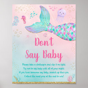 Poster Sereia Rosa Dourada sob o mar Não diga Baby