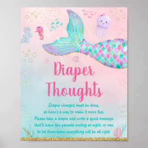 Poster Sereia Rosa Dourada Sob O Pensamento Da Fralda Do
