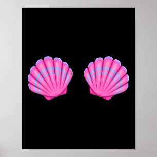 Poster Sereia Sea Shell Bra Halloween Figurume Tee Rosa S