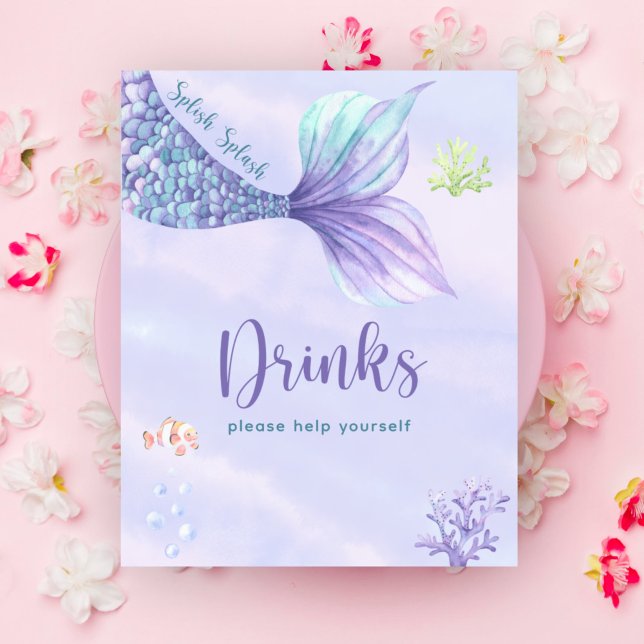 Poster Sereia Sob As Bebidas De chá de fraldas Marítimo (Criador carregado)