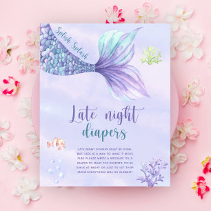 Poster Sereia sob o mar fraldas noturnas tardias