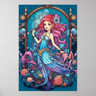 Poster Sereia Steampunk Para Meninas ou Meninos numa Pare