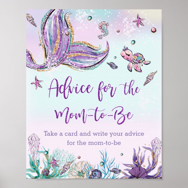 Poster Sereia Whimsical Tail Advice para a mãe ser (Frente)