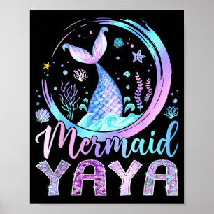 Poster Sereia Yaya Divertida Festa de Aniversário da Meni
