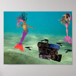 Poster Sereias ajudando as lagostas.