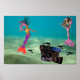 Poster Sereias ajudando as lagostas.