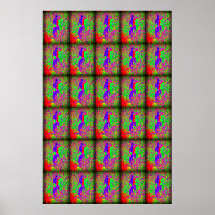 Poster sereias hippie roxas de ranhura retro