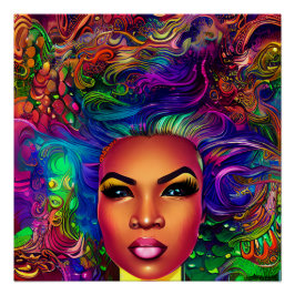 Pôster Sereias Negras Melanina Sereia Oceano Costeiro Div