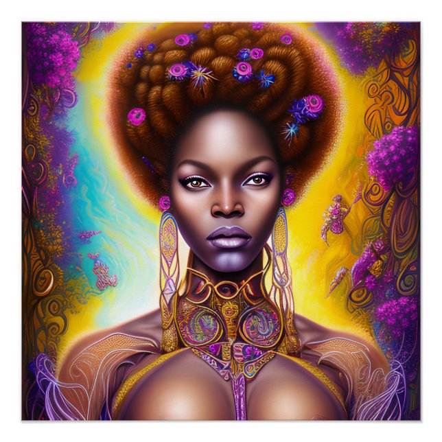 Pôster Sereias Negras Melanina Sereia Oceano Mar Peixe Di (Frente)