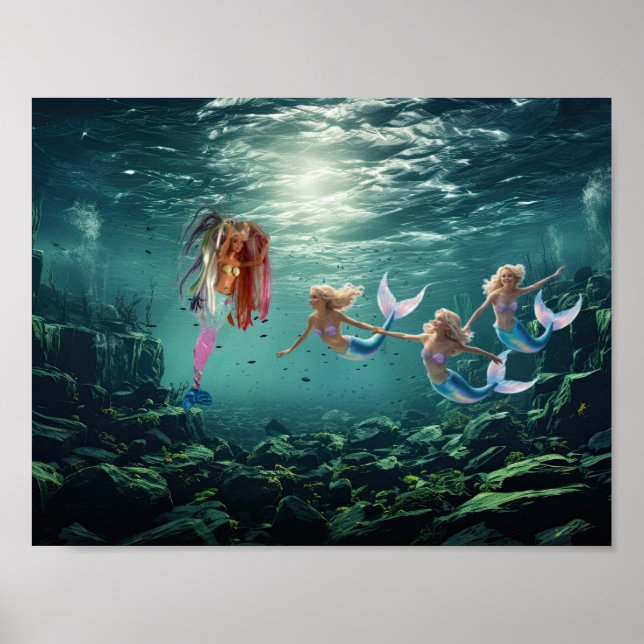 Poster Sereias se divertindo. (Frente)
