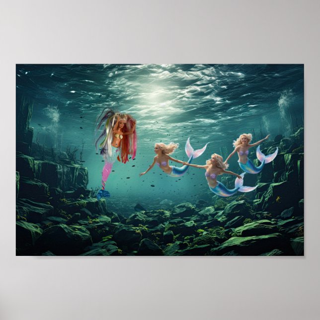 Poster Sereias se divertindo. (Frente)