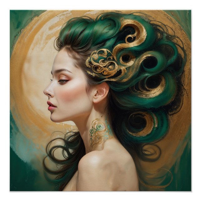Pôster "Serelith" - Curls de Jade Celestial (Frente)