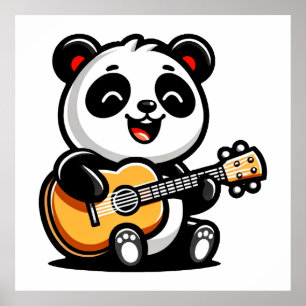 Poster Serenata Melódica de Panda - Arte de Violão Acústi
