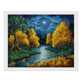 Pôster Serene Autumn Landscape Oil Painting
