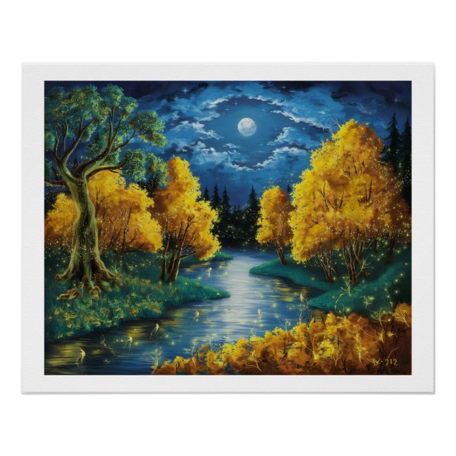 Pôster Serene Autumn Landscape Oil Painting (Frente)