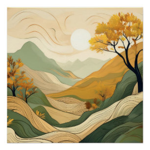 Pôster Serene Autumn - Nature Landscape Art
